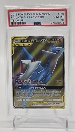 2019 Pokemon SM Team Up Latias & Latios GX Full Art 169/181 Psa 10 Gem Mint - Image 1
