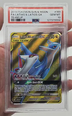 2019 Pokemon SM Team Up Latias & Latios GX Full Art 169/181 Psa 10 Gem Mint - Image 3