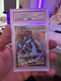 2025 Pokemon Phantasmal Flames MEP Mega Charizard X EX Ultra Prem Black ⭐PSA 10 - Image 3