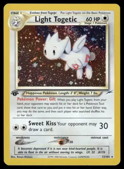 2* Pokemon Cards Light Togetic 15/105 1st Edition Holofoil Neo Destiny Holo - Image 1