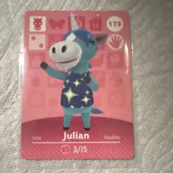 Animal Crossing Julian Amiibo Card 173 Nintendo Standard Card Stock - Image 1