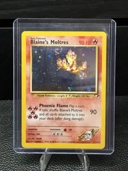 Blaine's Moltres 1/132 Gym Heroes 2000 Holo Rare WOTC Pokemon Card TCG SWIRL LP - Image 2