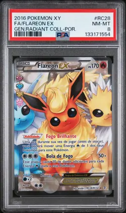 2016 POKEMON XY GENERATIONS RADIANT COLL PORTUGUESE FULL ART/FLAREON EX PSA 8 - Image 1