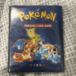 Pokemon Trading Card Game 3-Ring Binder Blue Pikachu Charizard Blastoise - Image 1