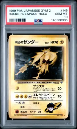 1999 POKEMON JPN GYM 2 #145 ROCKET'S ZAPDOS-HOLO PSA 10 - Image 1