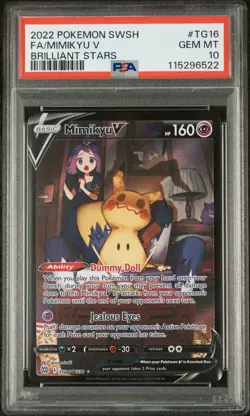 2022 POKEMON FULL ART/MIMIKYU V SWORD & SHIELD BRILLIANT STARS #TG16 PSA 10 - Image 2