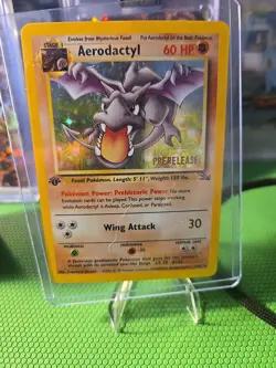 Pokemon TCG Aerodactyl Fossil 1st Edition Holo Prerelease Rare - Image 1