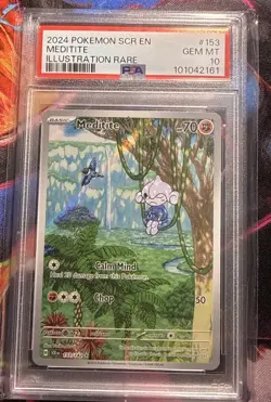 2024 POKEMON STELLAR CROWN ILLUSTRATION RARE #153 MEDITITE PSA 10 - Image 1