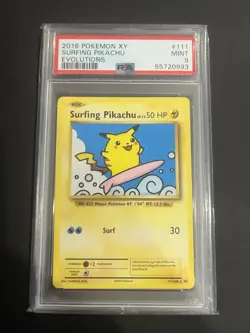 2016 POKEMON XY EVOLUTIONS #111 SURFING PIKACHU PSA 9 - Image 1