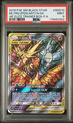 2019 POKEMON SM BLACK STAR PROMO FULL ART/MOLTRES & ZAPDOS & ARTICUNO GX PSA 9 - Image 1