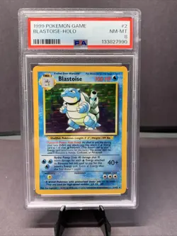 Pokemon TCG Base Set Unlimited #2 Blastoise Holo Rare -- Graded PSA 8 New Cert - Image 1