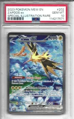 Pokemon Zapdos ex 202/165 Sv: Scarlet & Violet 151 SIR PSA 10 Gem Mint - Image 1
