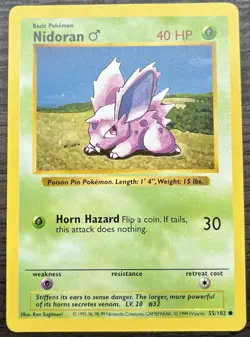 Shadowless Nidoran M 055/102 Pokemon TCG WOTC Base Set MINT - Image 1