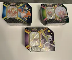 Lot Of 3 Pokemon TCG Shining Fates Eldegoss Boltund Cramorant V Tin Set - Image 1