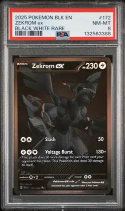 Zekrom Ex Pokemon Blk En-Black Bolt 172 NM PSA 8 - Image 1