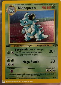 Pokemon Nidoqueen 07/64 Jungle 1st Edition Holo Rare 90 HP Holo English - Image 1