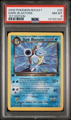 2000 POKEMON ROCKET 20 DARK BLASTOISE 1ST EDITION PSA 8 - Image 1