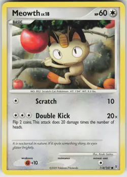 Pokemon Meowth 114 Supreme Victors Common NM - Image 1
