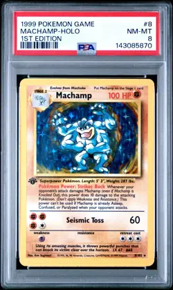 1999 Pokemon Game - Machamp - Holo - 1st Edition - PSA 8 - Image 1
