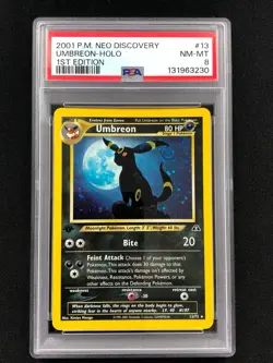 Pokemon 2001 Umbreon 1st Holo + Swirl! 13/75 Neo PSA 8 - Image 2