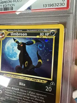 Pokemon 2001 Umbreon 1st Holo + Swirl! 13/75 Neo PSA 8 - Image 4