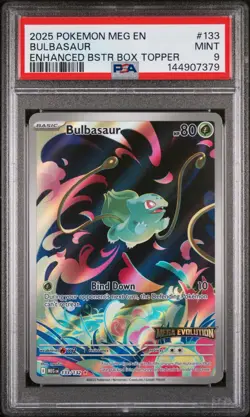 Mega Evolution Bulbasaur Stamped Box Topper 133/132 PSA 9 Pokemon TCG Mint - Image 1