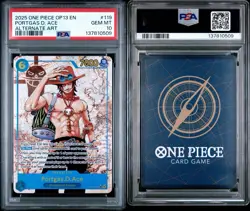 2025 ONE PIECE OP13 PORTGAS D ACE ALTERNATE ART # 119 PSA 10 *POP 25* - Image 3