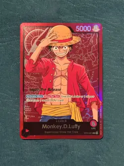 One Piece TCG Monkey.D.Luffy ST01-001 Leader Super Pre-Release NM - Image 1