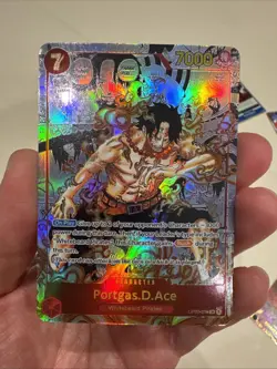 One Piece CCG Portgas D Ace Op02-013 English Manga Alt Art Custom Card - Image 1
