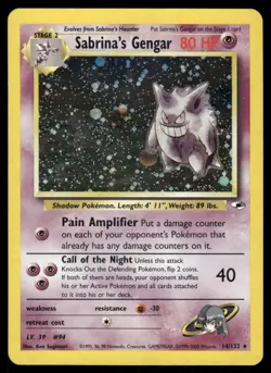 2* Pokemon Cards Sabrina's Gengar 14/132 Unlimited Holofoil Gym Heroes Holo - Image 1