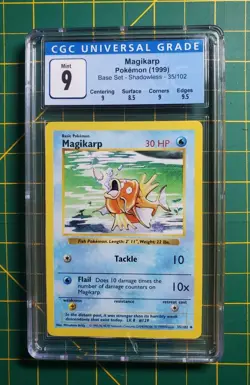 CGC 9 MINT Magikarp 1999 Base Set Shadowless 35/102 Pokemon Card WOTC - Image 1