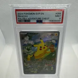 2024 Pokemon SVP EN Pikachu Paldea Adventure Chest #088 Promo Card PSA 9 - Image 1