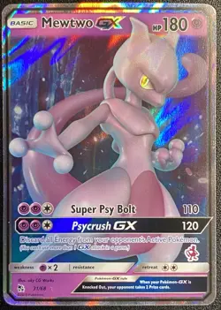 Mewtwo GX Full Art 31/68 (Mewtwo Stamped) Promo Pokemon TCG Battle Academy NM - Image 2