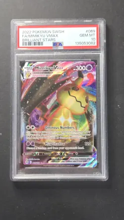 PSA 10 Mimikyu Vmax 069/172 Brilliant Stars Pokemon 2022 - Image 1