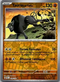 Carte Pokemon Tauros de Paldea 108/193 Reverse - 2023 - Image 1