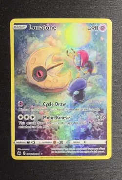 Near Mint Lunatone Gg11/Gg70 Pokemon Crown Zenith: Galarian Gallery Holo - Image 1