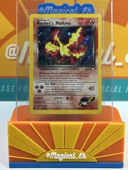 Rocket's Moltres #12 Holo Rare Pokemon Gym Heroes 2000 TCG LP with Holo Swirl - Image 1