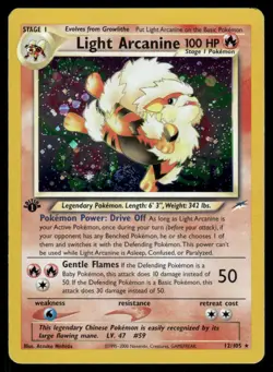2* Pokemon Cards Light Arcanine 12/105 1st Edition Holofoil Neo Destiny Holo - Image 1
