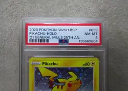 PSA GRADED 2020 Pokemon PIKACHU HOLO GENERAL MILLS Black Star Promo Card - Image 2