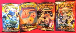 Pokemon Sun & Moon Cosmic Eclipse **New & Sealed** Booster 4-Pack Art Set - Image 1