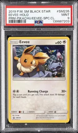 2019 POKEMON SM BLACK STAR PROMO #SM235 EEVEE-HOLO PSA 9 - Image 1