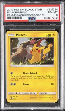 2019 POKEMON SM BLACK STAR PROMO #SM234 PIKACHU-HOLO PSA 8 - Image 1
