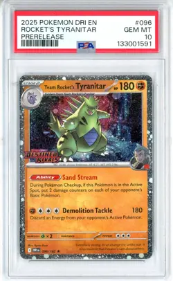 PSA GEM MT 10 Pokemon TCG Team Rocket's Tyranitar (Prerelease) 096/182 Holo - Image 1