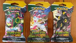 3-Pack Lot, Pokemon Evolving Skies Sleeved Booster Pack | Factory Sealed - Image 1