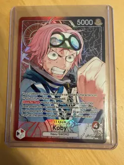 One Piece Koby OP11-001 Alternate Alt Art Leader Foil NM A Fist of Divine Speed - Image 3
