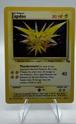 Vintage Zapdos 15/62 Fossil Holo Pokemon Collector Card - Image 1