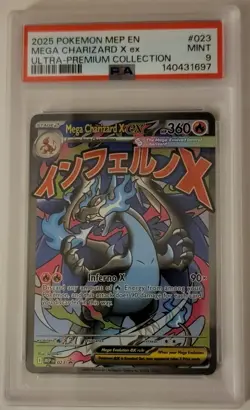 2025 POKEMON MEP MEGA CHARIZARD X ex BLACK STAR PROMO #023 - PSA 9 - Image 1