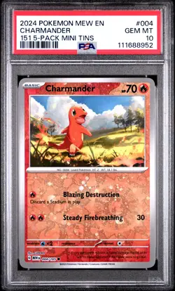 PSA 10 - CHARMANDER - 004/165 151 151 5-PACK MINI TIN POKEMON - Image 1