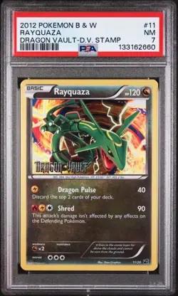 Rayquaza 11/20 Pokemon TCG Dragon Vault Stamp B&W Ultra Rare PSA 7 NM - Image 1