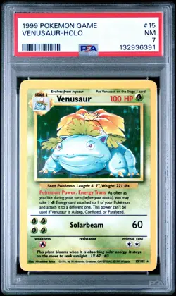 Venusaur 15/102 Holo PSA 7 - 1999 Pokemon Base Set Unlimited WOTC - Image 1